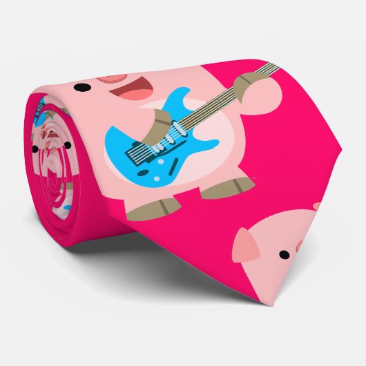 Cute Rockin Cartoon Pig Stropdas (Opgerold)