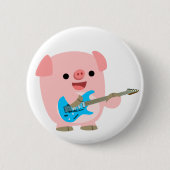 Cute Rocking Cartoon Pig Button Badge (Voorkant)