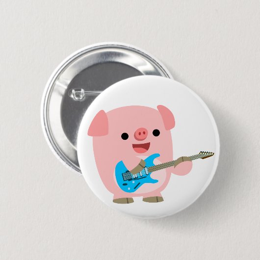 Cute Rocking Cartoon Pig Button Badge (Voorkant /achterkant)
