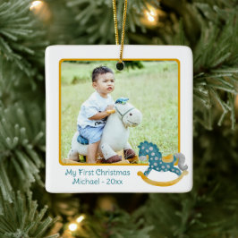 Cute Rocking Horse 2 Foto van mijn eerste kerstbab Keramisch Ornament