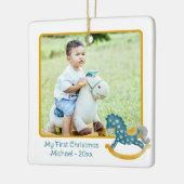 Cute Rocking Horse 2 Foto van mijn eerste kerstbab Keramisch Ornament (Links)