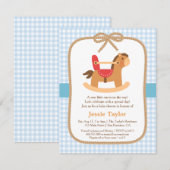Cute Rocking Horse Baby Shower Invitations Kaart (Voorkant / Achterkant)