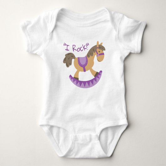 Cute Rocking Horse "I Rock" Slogan Romper (Voorkant)
