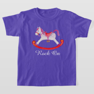 Cute rocking horse schilderde kunstmeisjes t-shirt