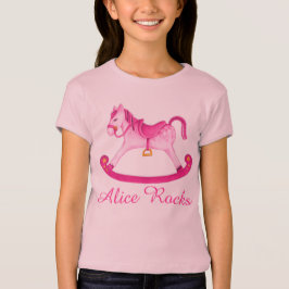 Cute rocking horse schilderde roze kunstmeisjes t- t-shirt