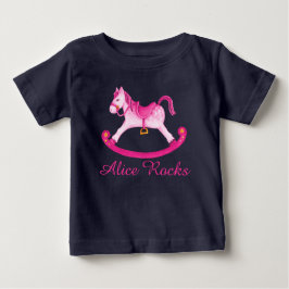 Cute rocking horse schilderde roze kunstmeisjes t- t-shirt