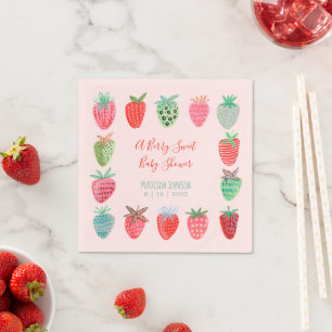 Cute Rode Aardbei baby shower Servet