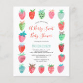 Cute Rode Aardbei babyshower budget uitnodiging (Voorkant)