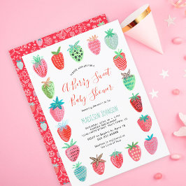 Cute Rode Aardbei babyshower budget uitnodiging