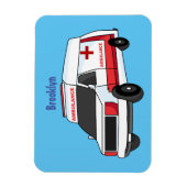 Cute rode ambulancewagen cartoon magneet (Verticaal)