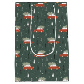 Cute Rode Auto Kerstboom Winter Patroon Medium Cadeauzakje (Achterkant)