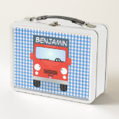 Cute rode bezorgwagen cartoon illustratie (Voorkant)