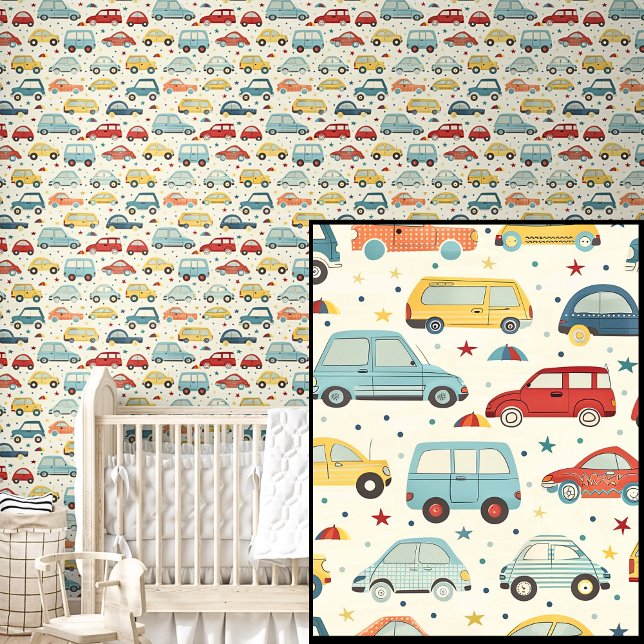 Cute Rode Blauwe & Gele Auto's Behang (Creator heeft geüpload)