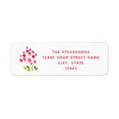 Cute Rode Bloem Waterverf Minimal Retouradres Etiket (Voorkant)