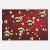 Cute Rode bloemmotief & Roze Harten Valentijnsdag Inpakpapier Vel (Voorkant)