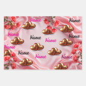 Cute Rode bloemmotief & Roze Harten Valentijnsdag Inpakpapier Vel (Voorkant 3)