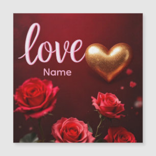 Cute Rode bloemmotief & Roze Harten Valentijnsdag Magnetische Uitnodiging