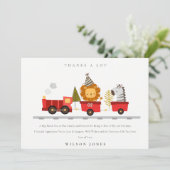 Cute Rode Bosdier Trein Verjaardag Elke Leeftijd Bedankkaart (Staand voorkant)