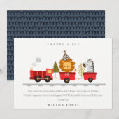 Cute Rode Bosdier Trein Verjaardag Elke Leeftijd Bedankkaart (Voorkant / Achterkant)