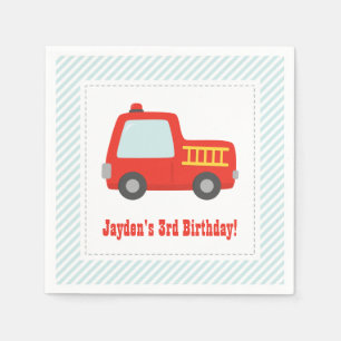 Cute rode brandweerauto jongens verjaardagsfeest s servet