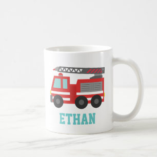 Cute rode brandweerwagen voor kleine brandweerlied koffiemok