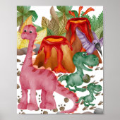 Cute rode dinosaurus kinderkamer poster (Voorkant)