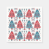 Cute rode en blauwe kerstboom Scandinavisch patroo Servet (Voorkant)