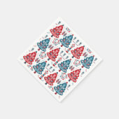 Cute rode en blauwe kerstboom Scandinavisch patroo Servet (Hoek)