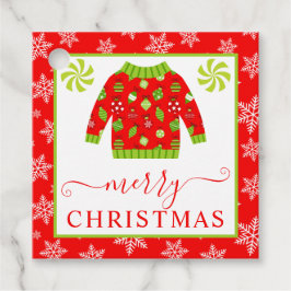 Cute Rode en Groene Kersttrui Bedankjes Labels