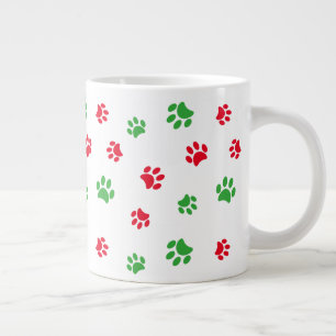 Cute rode en groene pootafdrukken patroon vakantie grote koffiekop