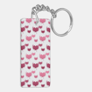Cute Rode en Roze Harten met Vleugels Sleutelhanger