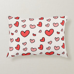 Cute rode en roze harten patroon accent kussen