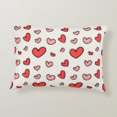 Cute rode en roze harten patroon accent kussen (Achterkant)