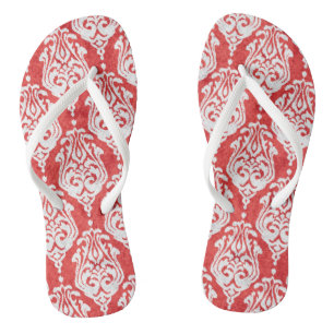 Cute rode en witte damast ikat stam patronen teenslippers