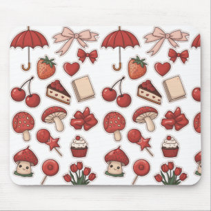 Cute Rode Esthetische Paddenstoel Aardbei Dessert Muismat