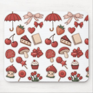 Cute Rode Esthetische Paddenstoel Aardbei Dessert Muismat