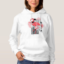 Cute Rode Flamingo Patroon Dames Hoodie - Tropica