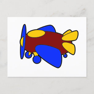 Cute Rode Gele Blauwe Vliegtuig Cartoons voor Kind Briefkaart
