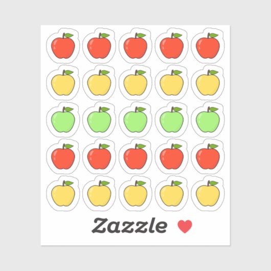 Cute Rode Gele Groene Appels Icoon Mini Planner Sticker (Vel)