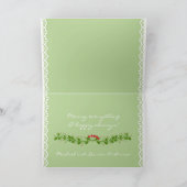 Cute rode geruite camper en grenen bomen feestdagen kaart (Binnen)