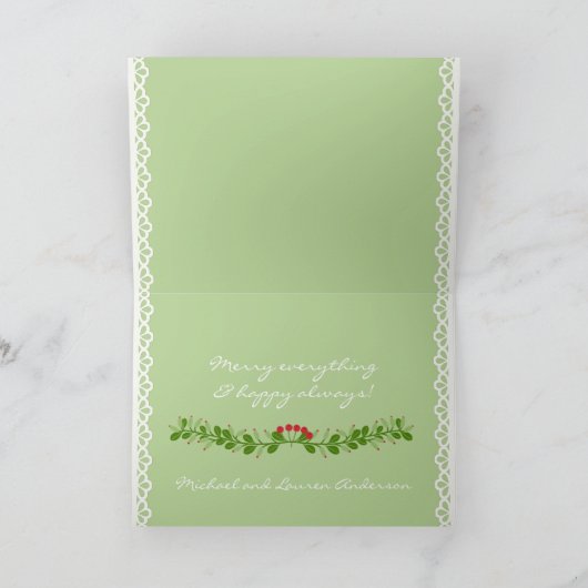 Cute rode geruite camper en grenen bomen feestdagen kaart (Binnen)