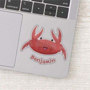 Cute rode gevlekte krab cartoonillustratie sticker