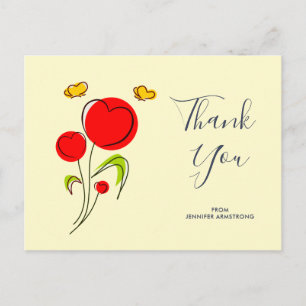 Cute Rode Hart Bloemen Illustratie Dank Je Briefkaart