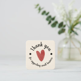 Cute Rode Hart Kleine Zakelijke Dankkaart Vierkante Visitekaartje