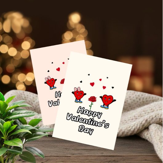 Cute rode harten feestdagenkaart