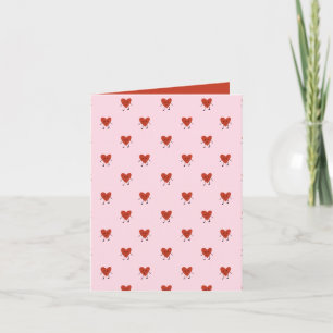 Cute Rode Harten Naadloos Liefdepatroon op Roze Feestdagen Kaart