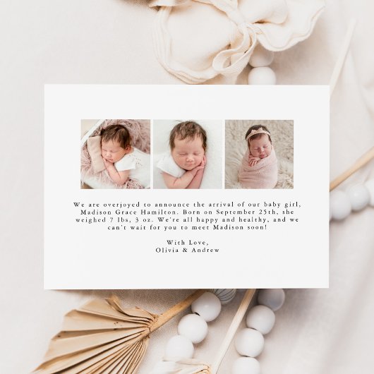 Cute Rode Hartjes Foto Geboorteaankondiging Aankondiging