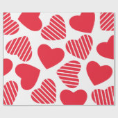 Cute Rode Hartjes Patroon Op Wit Cadeaupapier (Vlak)