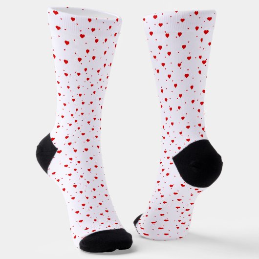 Cute Rode Hartjes Valentijnspatroon Sokken (Gebogen)