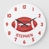 Cute rode jongens voetbal slaapkamer muur grote klok (Voorkant)